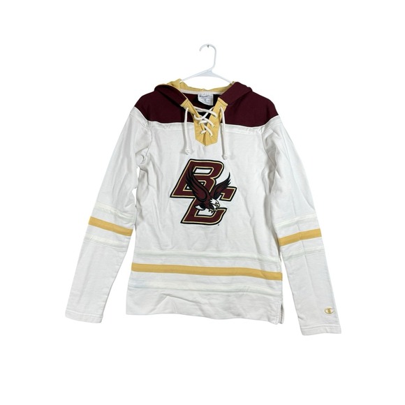 Boston College Eagles Hockey Sweater Laced-Up Hoodie by Champion Embroidere‎ XS - Picture 1 of 6